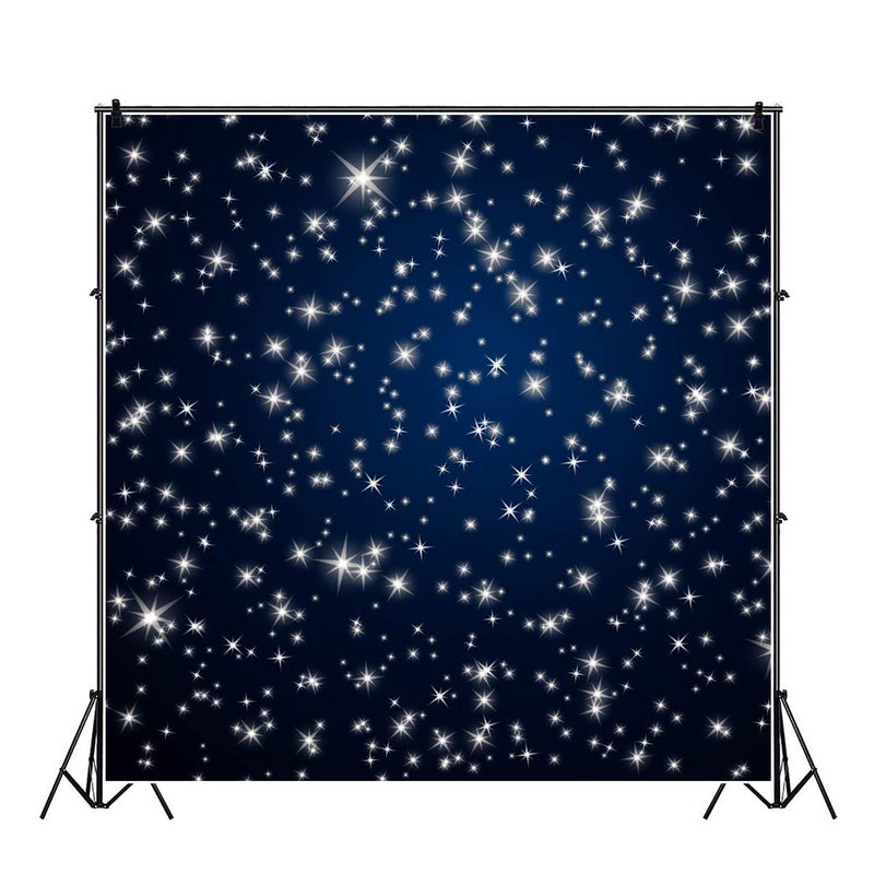 Laeacco 10x10ft Starry Night Sky Photography Backdrop Shining Twinkle Stars Dark Blue Background Newborn Baby Shower Birthday Party Cake Table Decoration Children Baby Kids Girls Photo Portrait Studio - Image 3